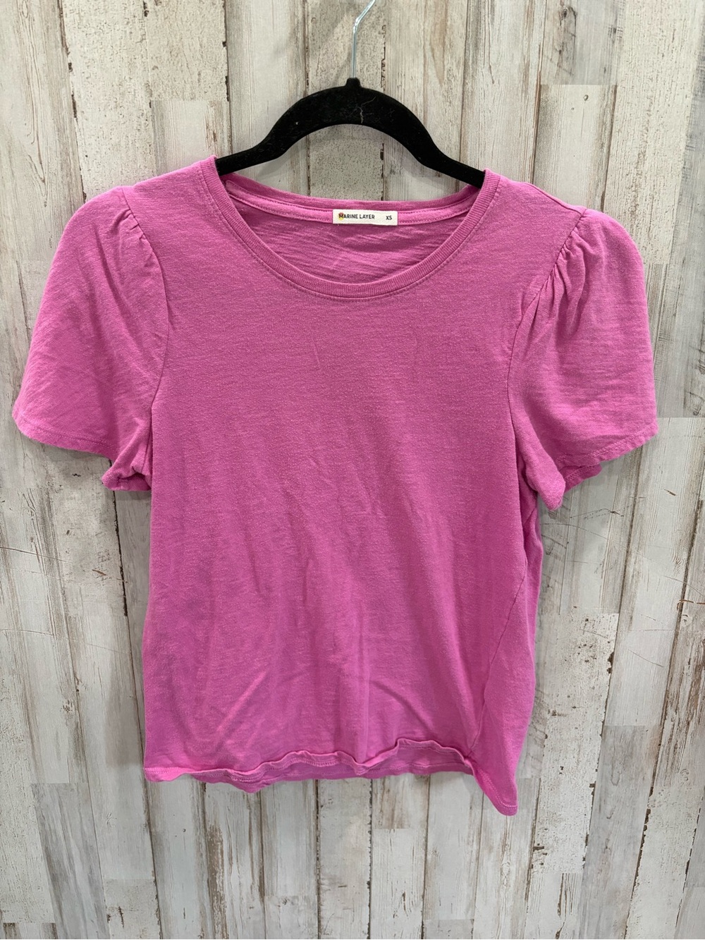 Marine Layer Pink Puff Sleeve Cotton Tee XS Shortβ Sleeve Crewneck Cotton